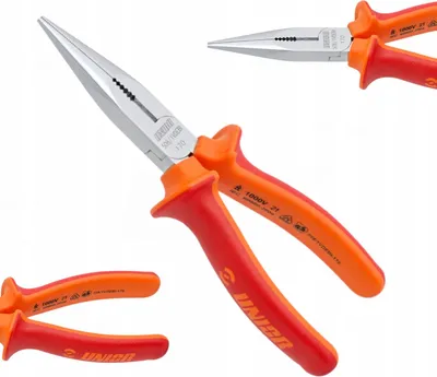 Imagen del producto de Alicate de punta redonda plano con corte, 61 mm, color rojo