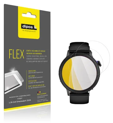 Image de 2x Film de protection d'écran pour YYKY 1.39 Zoll Smartwatch 2026, recouvre 100% de l'écran, dipos Flex