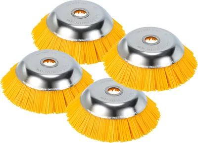 Produktbild von Jopassy Gezopfte Unkrautbürste für Motorsense & Freischneider, 200 mm (8 Zoll) Durchmesser, 25,4 mm Bohrung, aus Nylon & Edelstahl, 4 Stück, für Moos- & Unkrautentfernung, max. 3750 U/min, Gelb