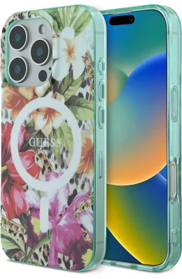 Produktbild von Guess Back Cover für iPhone 16 Pro Max – Orange – MagSafe-kompatibel –