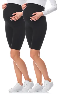 Produktbild von Be Mammy Kurze Umstandsleggings aus Baumwolle 2Pack BE20-228 (2Pack Schwarz/Schwarz, M)