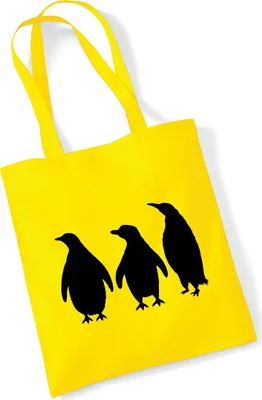 Produktbild von Huuraa Jutebeutel Pinguine Silhouette 10 Liter Yellow Baumwolle Tasche Geschenkidee