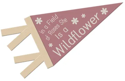 Filz-Wimpel rosa Wildblumen 19x48 cm Wanddeko