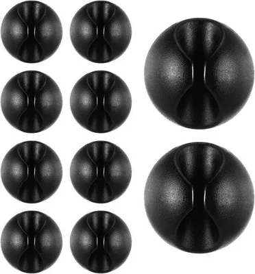 Produktbild von Kabelhalter aus Kunststoff - Selbstklebend - 10er Pack - Kabelorganizer - Kabelmanagement - 2 x 2 x 1,2 cm