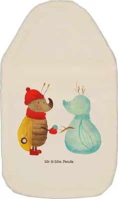 Produktbild von Mr. & Mrs. Panda Wärmekissen Nachtfalter Schneemann - Weiß - Geschenk, Bettflasche, Weihnachten, naturkautschuk wärmflasche, Flauschige, mit Bezug, Winter, Weihnachtsgruß