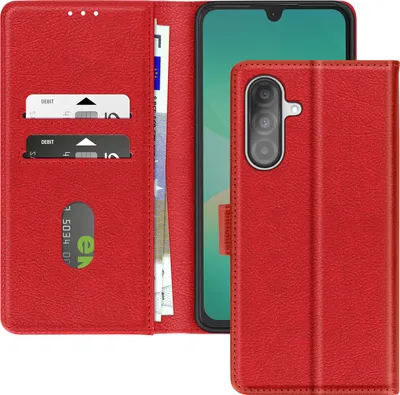 Image de Avizar, étui pour Samsung Galaxy A26 rabat porte-monnaie vidéo, rouge