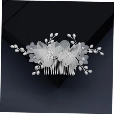 Produktbild von Strass Haarkamm zur Hochzeit Vintage Braut Haarschmuck Seitlicher Haarkamm mit Blumenverzierungen für Bräute und Brautjungfern Hochzeitskopfschmuck für Verschiedene Frisuren