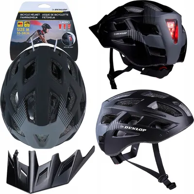 Zdjęcie produktu dla DUNLOP KASK Rowerowy M regulowany czerwone światło LED z tyłu