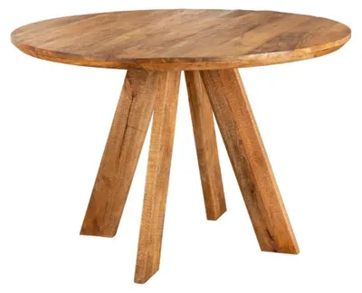 Image de Table de salle à manger ronde ELYA 100 cm en bois de manguier massif – 4 places