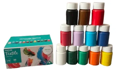 Immagine prodotto di Set di 12 colori per tessuti permanenti, ideali per progetti creativi