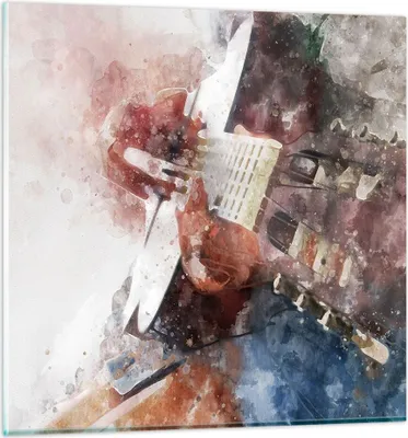 Produktbild von Bilder auf glas - Gitarre Musik - 30x30cm - Glasbilder - Wandbilder - Bilder - Kunstdruck - zum Aufhängen bereit - Wanddekoration aus Glas - Glas Bilder - Wandbild auf Glas - Einteilig - GAC30x30-4000