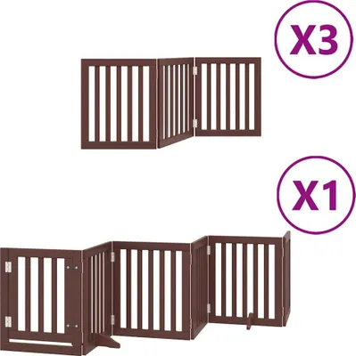 Zdjęcie produktu dla vidaXL 15-częściowa bramka dla psa z drzwiczkami składana brązowa 750 cm drewno topolowe