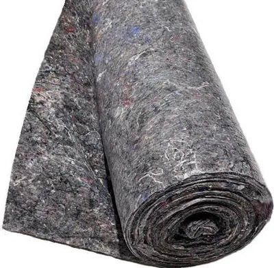 A roll of grey felt material with multi-colored flecks, shown on a white background.