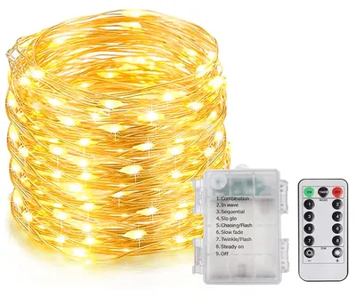 Lichterkette 20 m, 200 LEDs, IP65, batteriebetrieben, warmweiß