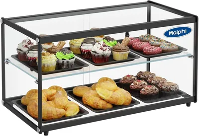 Produktbild von 73,7 cm hohe Etagere-Vitrine für Konditorei und Bäckerei mit Glasablage und Schiebetür, 90 ml Fassungsvermögen, große Präsentationsbox für Brot und Kekse, 74,4 x 38,9 x 39,1 cm