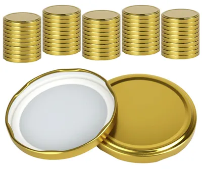 Produktbild von 50 Stück Schraubdeckel für Einmachgläser, Farbe: Gold