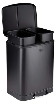 Produktbild von Dirt Devil Tretmülleimer 2 x 12L Mülleimer 2 Fächer Mülltrennsystem Abfalleimer mit Soft Close Edelstahl 36,9 x 34,3 x 50,3 CM Schwarz