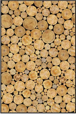 Produktbild von Wallario Wandbild Holzstapel rund, Größe: 61 x 91,50 cm, Poster mit schwarzem Aluminiumrahmen