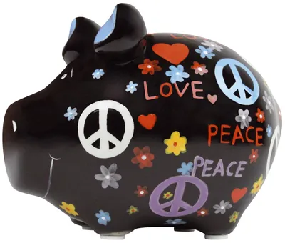 Produktbild von KCG 101519 Spardose Schwein "Love and Peace" - Keramik, klein
