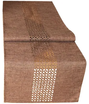 Productafbeelding van Tafelkleed met open ornamenten, donkerbruin, 40x140 cm