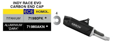 Image de Échappement ARROW Slip-On homologué Indy Race EVO avec embout noir en aluminium et carbone pour Honda CBR 500 R