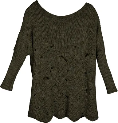 Produktbild von styleBREAKER Damen Oversize Strickpullover mit Ajourmuster und langen Ärmeln, U-Boot Ausschnitt, Poncho, Onesize 08010066