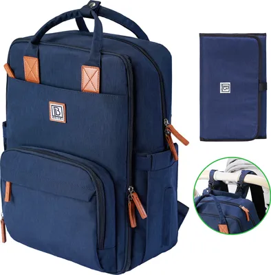 Produktbild von Robuste Wickeltasche von Brisby mit Kinderwagenbefestigung – Dunkelblau