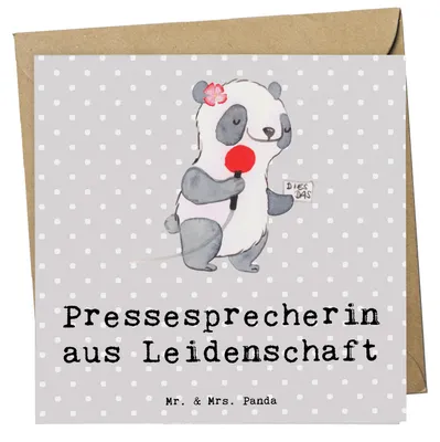 Produktbild von Mr. & Mrs. Panda Grußkarte Pressesprecherin Leidenschaft - Grau Pastell - Geschenk, anlasskarte, doppelkarte, Klappkarte, faltkarte, Glückwunschkarte