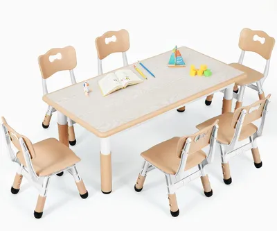 Productafbeelding van Clevich kinderstoel met 6 stoelen, kindertafelset voor kinderdagverblijven en kinderkamers