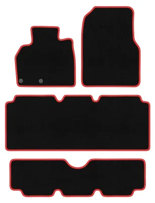 Productafbeelding van Velours automatten voor Renault Espace IV 2002-2012 – 4-delig, zwart/rood, op maat – Wielganizator CARLUX