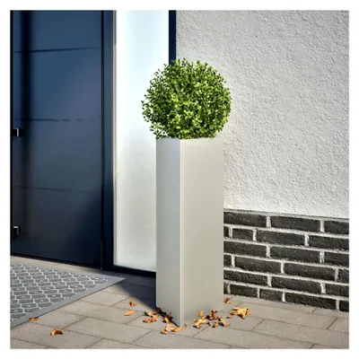Produktbild von Pflanzkübel Hochbeet aus Metall für Terrasse und Garten, dreieckig 30x26x75 cm, Edelstahl