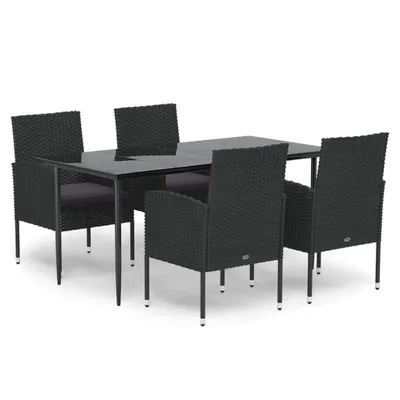 Imagen del producto de vidaXL Juego de mesa de jardín de 5 piezas con cojines, color , fabricado en ratán sintético