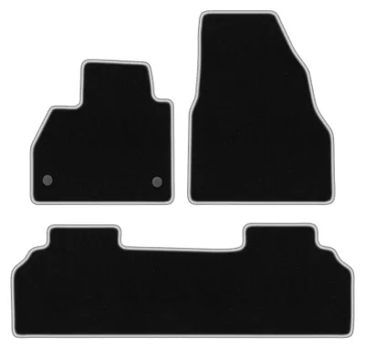 Productafbeelding van Velours automatten voor Renault Kangoo II vanaf 2007 (stationwagen) – 3-delig, zwart/zilver, op maat – Wielganizator CARLUX