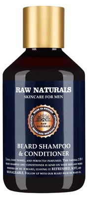 Produktbild von Raw Naturals, Bartshampoo und Haarspü lung, 100% vegan, Bartshampoo, Weichheit, 250 ml