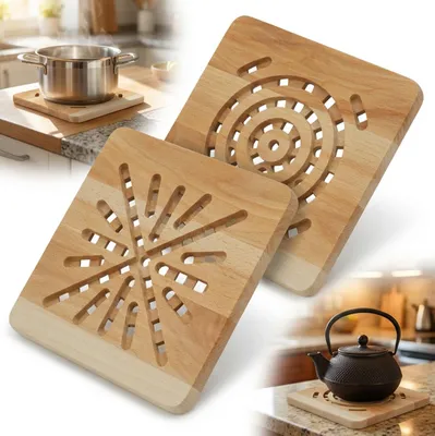 Produktbild von UNTERSETZER für Töpfe UNTERSETZER aus Holz, quadratisch, Buche, naturbelassen, ökologisch