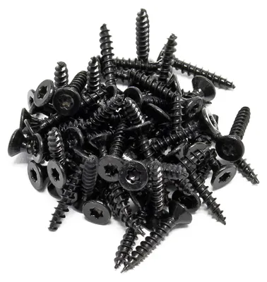 Productafbeelding van Wiltec 60 schroeven, 3,5 x 20 mm, zeskantkop, Torx T15, zelfborend, verzonken kop – in zwarte kleur – voor diverse schroefwerkzaamheden, bijvoorbeeld voor terraspalanken en montageclips