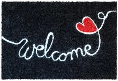Produktbild von Akzente Listen Lovely Welcome Fußmatte, 50 x 70 cm, Polyamid, TPE Rückseite, rutschfest, trittschälldämmend, Schmutzfänger, PVC-frei