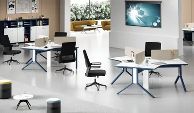 Immagine prodotto di Scrivania Mobili per ufficio Arredamento Tavoli Call center legno 3 postazioni Scrivania