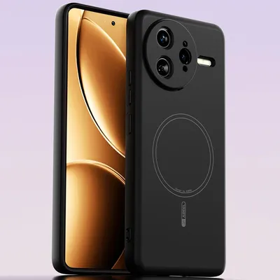 Produktbild von Magnetische Handyhülle für Xiaomi Poco F7 Pro/Redmi K80, MagSafe kompatible, Flüssig Silikon Stoßfest Kratzfest Hülle Schwarz