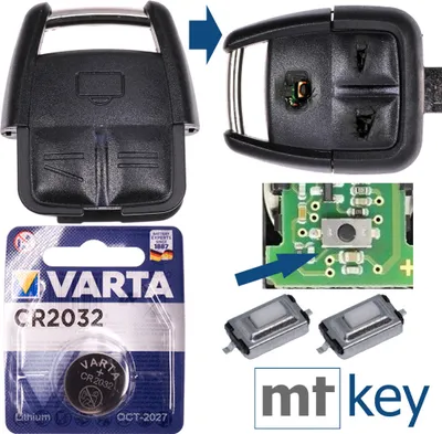 Produktbild von Repair Reparatur Satz Auto Schlüssel Austausch Gehäuse mit 3 Tasten + Drucktaster + Batterie kompatibel mit Opel Vectra C Signum
