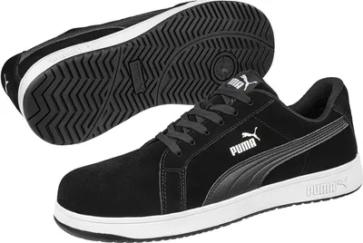 Image de Chaussures de sécurité Puma Iconic Suede Black Low conformes à la norme EN ISO 20345:2011 S1P ESD FO HRO SR noir taille 36
