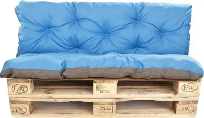Zdjęcie produktu dla Poduszka na paletę niebieska | siedzisko 120x60 / oparcie 120x50cm | Poduszka na europaletę | Poduszki ogrdowe na meble ogrodowe wykonane z palet