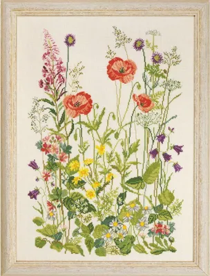 Produktbild von Permin Kreuzstich Stickpackung "Mohnblumen", Zählmuster, 33x45cm, 90-2315