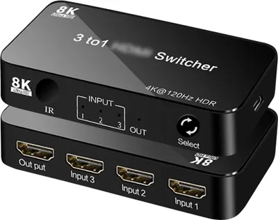 Obrázek produktu pro Přepínač kompatibilní s HDMI, kompatibilita 8K s více zařízeními, až 7680 x 4320 při 60 Hz, vysoká kvalita obrazu, snadné ovládání, široké použití