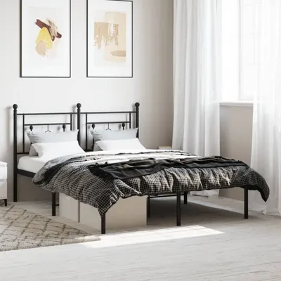 Produktbild von CLORIS Bettgestell Bettrahmen mit Kopfteil Metall Schwarz 140x190 cm, 21,6 kg