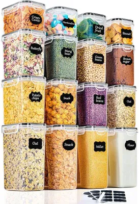 Productafbeelding van 16-delige Luchtdichte Keukenorganizer Set - Plastic Voorraaddozen