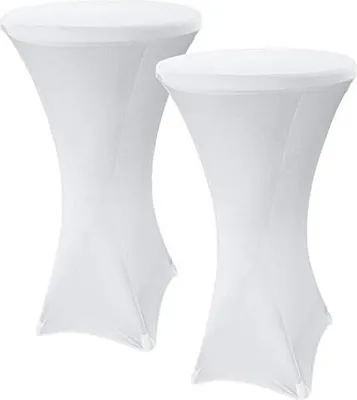 Obrázok produktu pre Wolketon 2 kusy Bar Table Cover Bar Table Cover Stretch Cover White Veľkosť: 60-65 cm Univerzálny obal na stôl Bar Table Cover Cover pre Bistro Table/Standing Table Svadby a párty