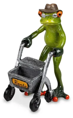 Produktbild von Dekofigur Frosch Opa Rentner mit Rollator grün Formano Froschhausen
