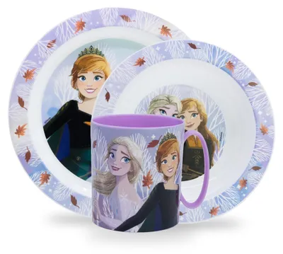 Produktbild von 3-teiliges Kinderteller-Set – Teller, Gabel und Becher – Mikrowellengeeignet und spülmaschinenfest