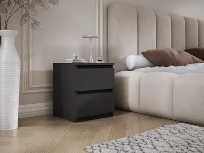 Produktbild von Nachttisch mit zwei Schubladen – 45 × 36 × 36 cm – Farbe: Schwarz